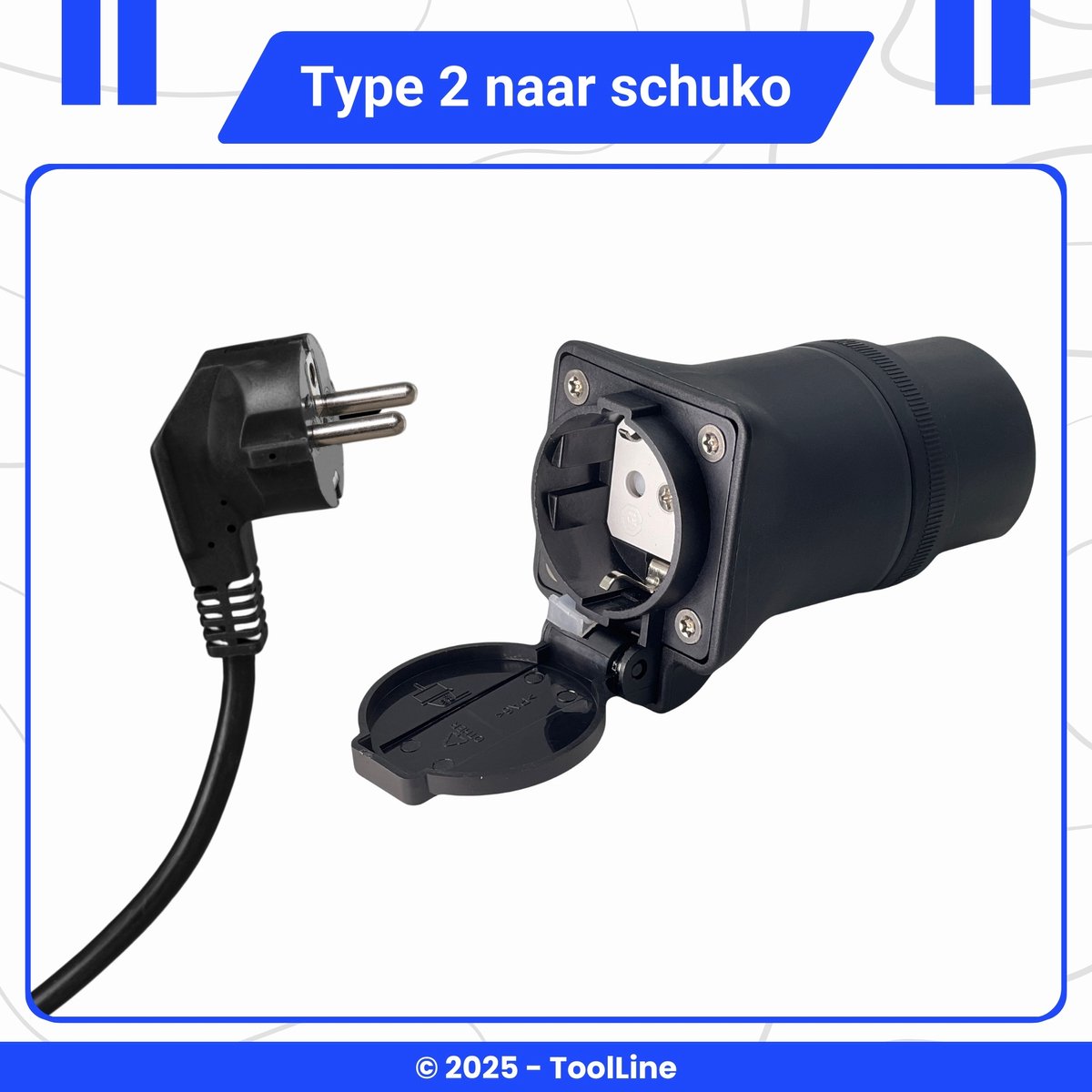 ToolLine Type 2 naar 230V Schuko Adapter