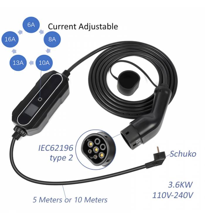 Mobiele Lader Type 2 naar Randaarde (Schuko) instelbaar 6-16A 10 meter | 10 meter | EE1610K Mobiele Lader Type 2 naar Randaarde (Schuko) instelbaar 6-16A 10 meter | 10 meter | EE1610K