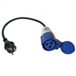 Adapter Schuko naar CEE 16A 3p Blauw Female
