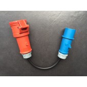 Adapter CEE 16A Blauw Male naar CEE 16A Rood Female